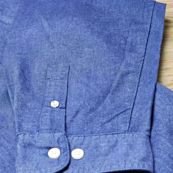 CLASSIC BLUES Oxford Dark Blue long-sleeved cotton button-down shirt EUC XL - Picture 5 of 9